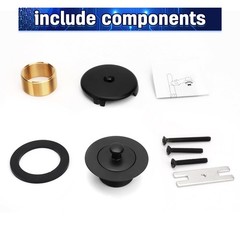 Brass Bathtub Drain Kit, Lift and Turn Tub with Single Hole Black