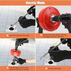 Drain Auger 25ft 1/4in Drum Plumbing Drain Snake Clog Remover Autofeed