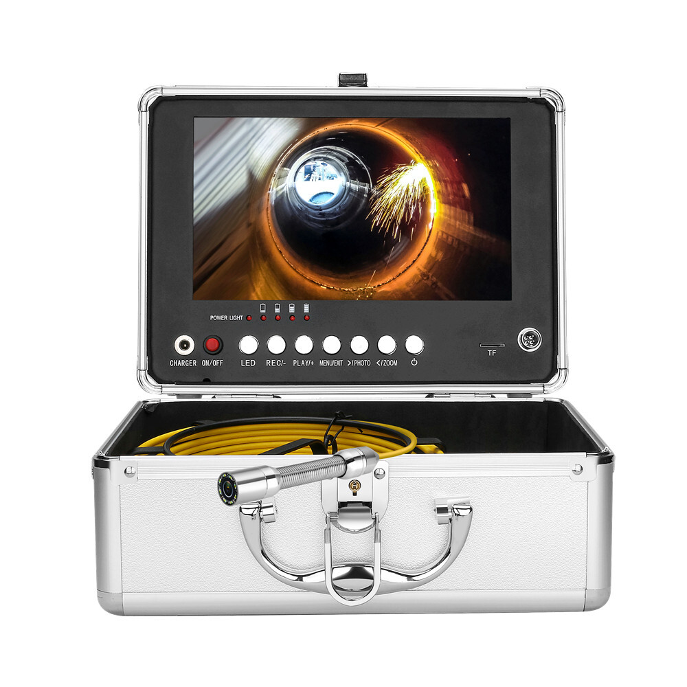 9&Prime; AHD DVR 16GB Sewer Pipe Inspection Camera 17MM Drain Industrial Endoscope 30M