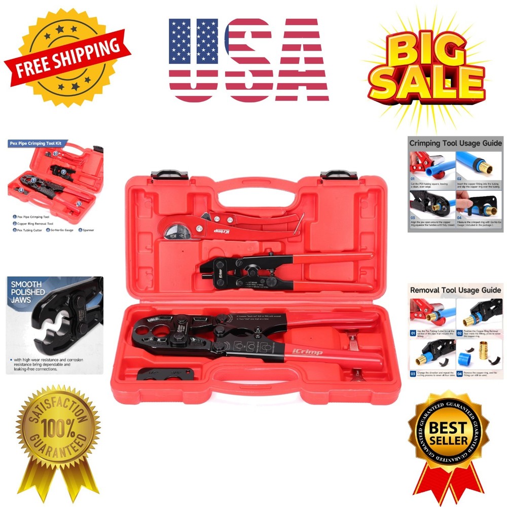 iCrimp Combo Pex Pipe Crimping Tool Kit for 1/2 and 3/4-inch Copper Ring, mee&hellip;