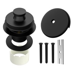 Fibetter Black Tub Drain Lift and Turn Trim Set 1-Hole Turn, Matte
