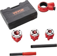 Ratchet Pipe Threader Kit 3 Dies 1/2 3/4 1 NPT Ratcheting