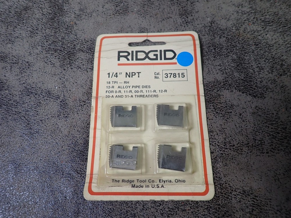 Ridgid 37815 1/4&Prime; NPT Alloy RH 18 TPI Pipe Threader Dies (BN411)