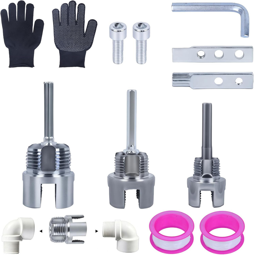 3 Pcs PVC Pipe Threader, Bolt Extractor, Drill-Compatible Pipe Tapping Tool | 1/