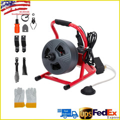 50Ft x 5/16&Prime; Drain Cleaner Machine Drain Auger Sewer Snake Plumbing with Cutters
