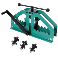 3-in-1 Pipe Bender w/ 3 Dies for Tube Up to 1.5&Prime; Green Manual Rolling Machine