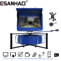 50M WIFI Sewer Pipe Inspection Video Camera with Meter Counter 10&Prime; Touch Screen