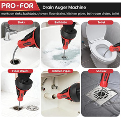 Drain Auger, 16.4FT Plumbing Snake Drain Clog Remover, Manual & Drill Powered Dr