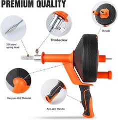 Drain Auger 25 Ft,Plumbing Snake With Drill Adapter,Pipe Clog Remover for Kitche