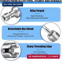 3PCS PVC Pipe Threader Tool Kit-1/2&Prime; 3/4&Prime; 1&Prime; Dual-Function Integrated Internal &