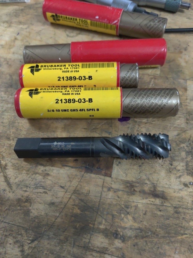 Brubaker Tool 3/4-10GH5 4FL Gold Tap 21389-03-B