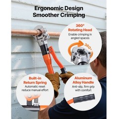 Uimoso Hydraulic Copper Pipe Crimping Tool with 1/2&Prime;, 3/4&Prime;, 1&Prime; Jaws