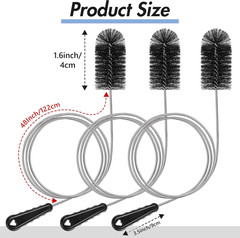 3 Pcs Condensate Trap Flexible Drain Brush, 48 Inch AC Drain Line Cleaning