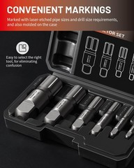 Heavy Duty Pipe Extractor Set, 6-Piece Steel Tool for Removing Damaged Pipes & F