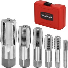 6pcs NPT Taper Pipe Tap Set Carbon Steel Threading 1&Prime; 3/4&Prime; 1/2&Prime; 3/8&Prime; 1/4&Prime; 1/8&Prime;