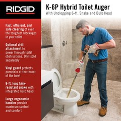 Ridgid 56658 K-6P Toilet Auger, No Size, No Color