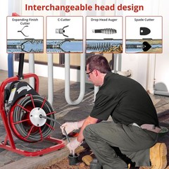 Drain Cleaner Machine ,75 FT 3/8 Inch Electric Drain Auger Snake Plumbing Tool