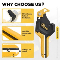 TOLESA Heavy-Duty PVC Pipe Cutter Tool 3-Gear Adjustable Ratchet Up to 2-1/2
