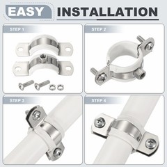 5pcs 201 Stainless Steel 1.9-2&Prime;/48-50mm Pipe Strap Clamp with Rubber, Black