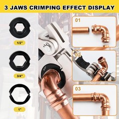 Copper Pipe Crimper Tool with Telescopic Handle &ndash; 1/2&Prime;, 3/4&Prime;, 1&Prime; Crimping Die fo