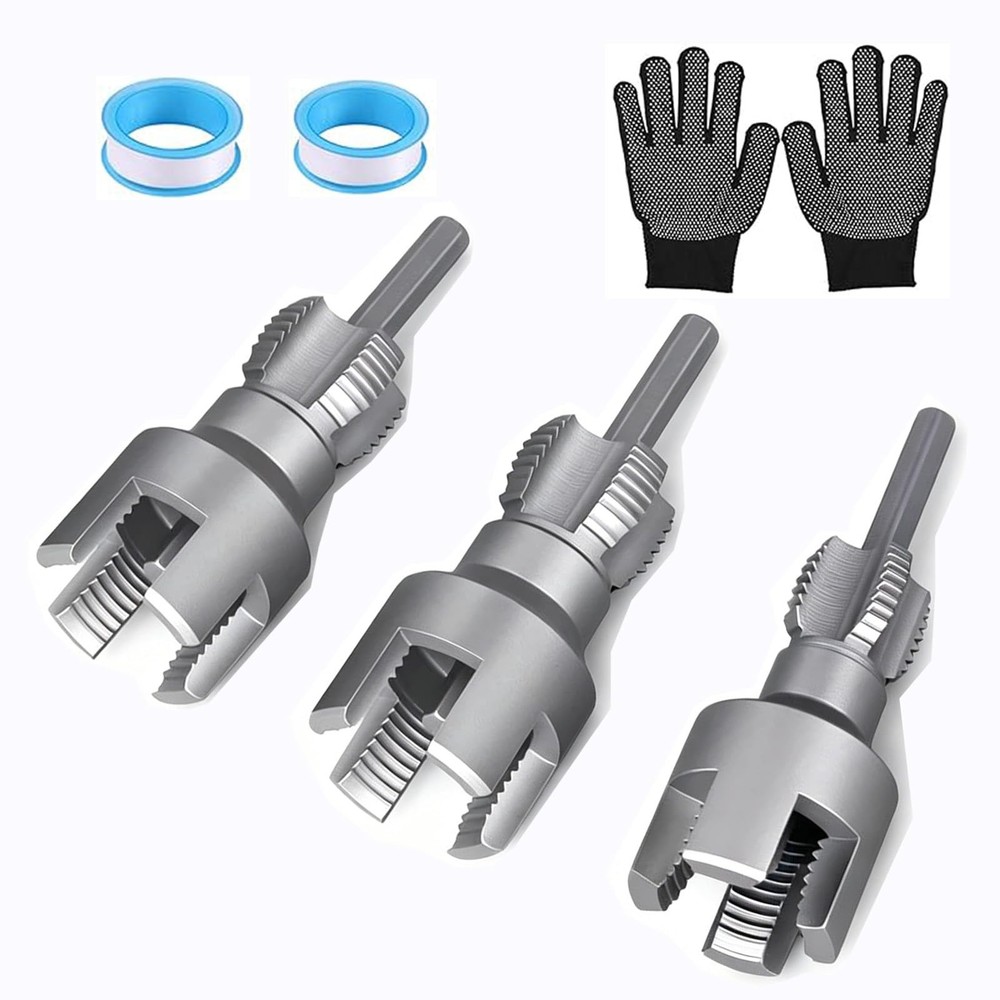 3PCS PVC Pipe Threading Tool Internal External Plumbers Threader Kit Set