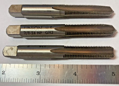 UNION TWIST DRILL CO. # 10-11044 3/8-24 NF TAP SET-TAPER, PLUG, BOTTOM- HSS, H3