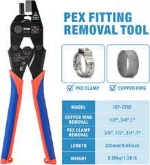 iCrimp ICP-CT02 PEX Crimp Fitting Removal Tool for Removing 1/2-in, 3/4-in, 1-in