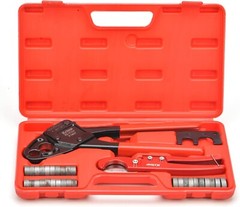 Angle PEX Crimping Tool w/ Pipe Cutter for 1/2&Prime; & 3/4&Prime; PEX Crimp Copper Rings
