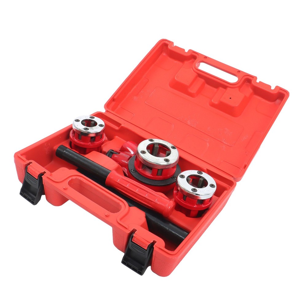 Manual Ratchet Pipe Threader Kit W/ 3 Dies Pipe Threading Tool 1/2&Prime; 3/4&Prime; 1&Prime; NPT