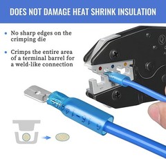 Ratcheting Wire Crimp Tool for Heat Shrink Connectors, AWG 22-10, Qibaok Black