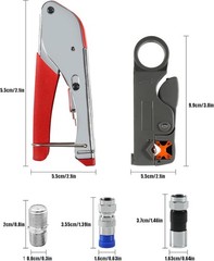 Coaxial Compression Tool Kit Coax Cable Crimper Wire Stripper with F RG6 RG59 Co