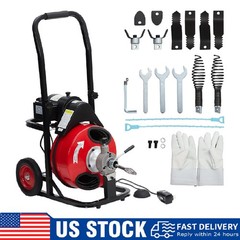 Drain Cleaner Machine, 100FT x 1/2 Inch Portable Electric Sewer Snake Auger 250W