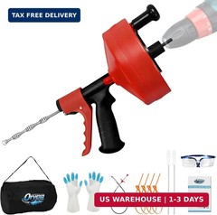 Drain Snake 35 Ft with Drill Attachment, Auto Feed 1/4 Inch Plumbing Snake for S