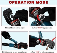 Hydraulic Crimping Tool Kit-12 AWG to 2/0 AWG for Wire Battery Cable Lug, Termin