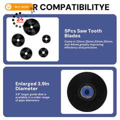 Meaowera PVC Pipe Internal Cutter Set &ndash; 360&deg; Rotating Cutter, 7 inch, Black