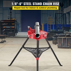 VEVOR 460-6 Tripod Pipe Chain Vise 6&Prime; Capacity Foldable Steel Legs w/ Tool Tray