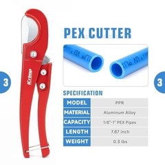 PEX Crimping Tool Kit with Cutter &ndash; 1/2&Prime;, 3/4&Prime;, 1&Prime; Copper Crimp Ring, Easy Use