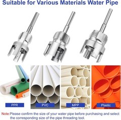 3PCS PVC Pipe Threader Kit Internal External Threading Tool 1/2 3/4 1 Inch