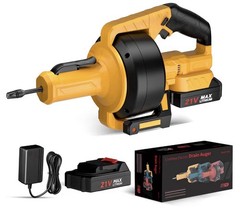 Electric Drain Auger,21V Cordless Drain Snake,25Ft Auto-Feed Snake Drain