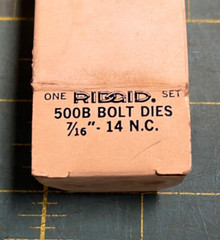 Unused Ridgid Pipe Threader Dies Set: 500B Bolt Dies 7/16&Prime;- 14 N.C (6677)