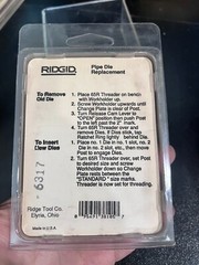 Ridgid 38105 1&Prime; to 2&Prime; NPT Pipe Threading Replacement Die