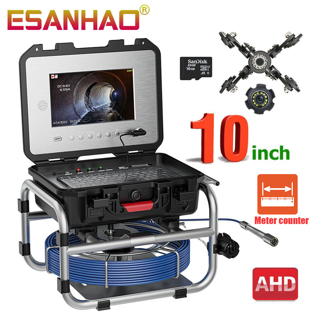 30M HD Drain Sewer Camera Pipe Inspection Camera Meter Counter 10inch Monitor