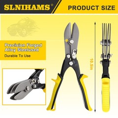 SLNIHAMS 5-Blade Hand Crimper Sheet Metal Tools, Hvac 0.8 millimeters, Yellow