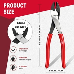9.5&Prime; Wire Crimpers/Cutter Tool, 10-22 AWG Terminal Crimping Pliers | Insulated