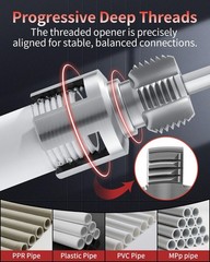 ALINMESH 3PCS PVC Pipe Threader Kit 1/2&Prime;, 3/4&Prime;, 1&Prime;, 1-1/2&Prime;, Metallic Silver