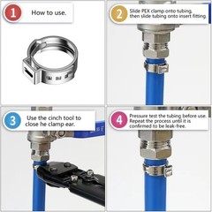 PEX Cinch Clamp Tool Kit w/ Stainless Steel Clamp Rings 20 -1/2&Prime; & 10 &ndash; 3/4&Prime;)