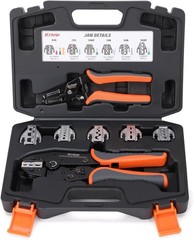 IWISS 8-Piece Crimping Tool Set with Ratcheting Design and Quick-Exchange Jaws
