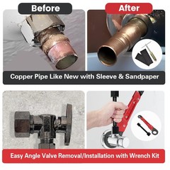 6Pc Plumbing Tool Kit Angle Stop Wrench Compression Sleeve Puller Set