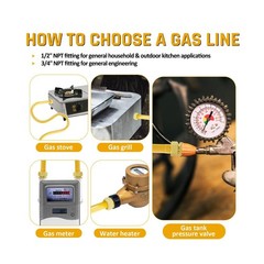 100FT 1/2 &rdquo; Flexible CSST Gas Line,CSST Corrugated Stainless Steel Tubing,Na&hellip;
