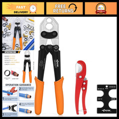 Heavy-Duty PEX Crimping Tool with Tubing Cutter & Go/No-Go Gauge, ASTM F1807